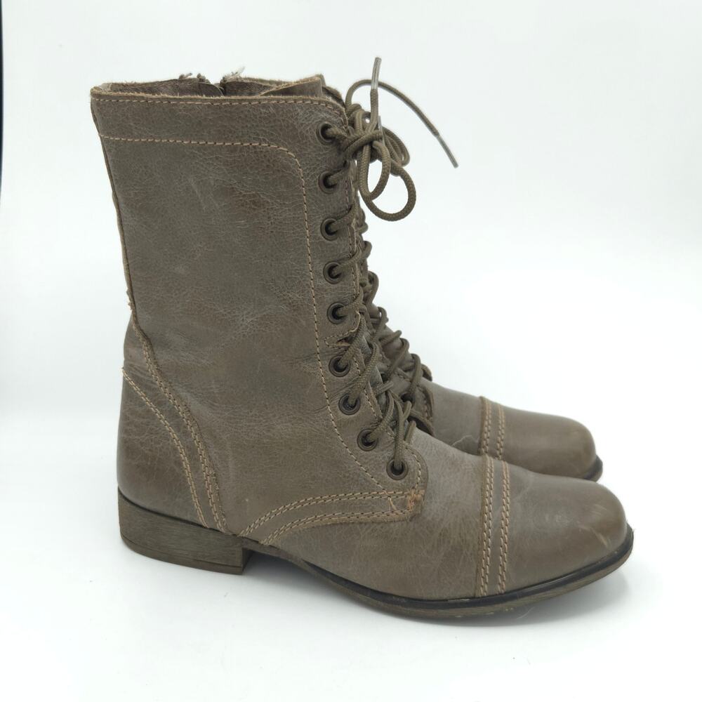 Steve Madden Women's Size 7.5 Troopa combat Boots Distressed Brown Leather - Picture 3 of 12